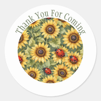 Sticker Rond Coccinelle Tournesol Faveur de Remerciement