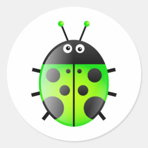 Sticker Rond Coccinelle verte