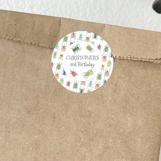 Sticker Rond Coccinelles Bugs Enfants Anniversaire