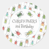 Sticker Rond Coccinelles d'anniversaire pour enfants (Devant)