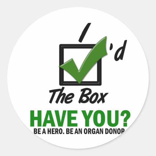 Sticker Rond Cochez La Case Être Un Donateur D'Organe 2 (Devant)