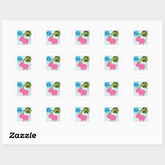 Sticker Rond Cochon 2e anniversaire (Feuille)