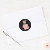 Sticker Rond Cochon Animal ASL Geste Mains Sourde Perte d'audit (Enveloppe)