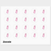 Sticker Rond Cochon avec fleur Rose (Feuille)