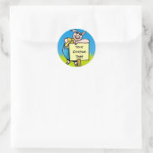 Sticker Rond Cochon avec panneau (Sac)