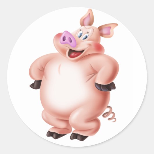 Sticker Rond Cochon, cerdo, porco, Schwein, cochon (Devant)