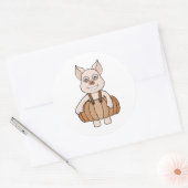 Sticker Rond Cochon Citrouille adorable (Enveloppe)