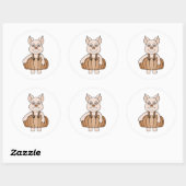 Sticker Rond Cochon Citrouille adorable (Feuille)
