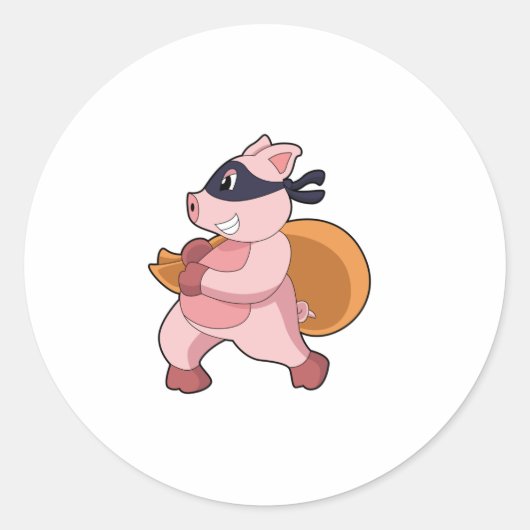Sticker Rond Cochon comme coureur (Devant)