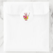 Sticker Rond Cochon comme enseignant avec livre (Sac)