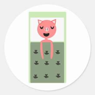 Sticker Rond Cochon couché