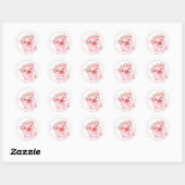 Sticker Rond Cochon d'aquarelle mignonne (Feuille)