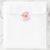 Sticker Rond Cochon d'aquarelle mignonne (Sac)