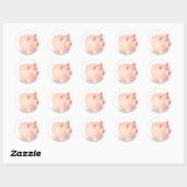 Sticker Rond Cochon d'asperge rose (Feuille)