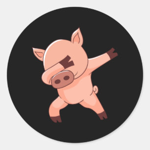 Sticker Rond Cochon de danse
