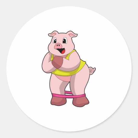 Sticker Rond Cochon de fitness avec bande de caoutchouc (Devant)