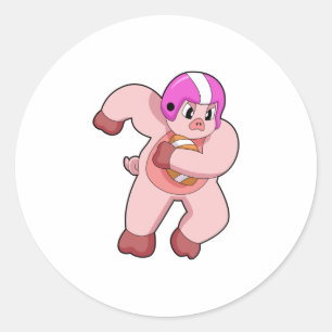 Sticker Rond Cochon de football