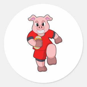 Sticker Rond Cochon de football