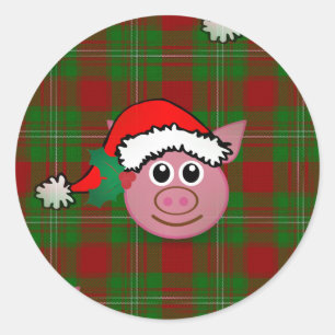 Sticker Rond cochon de noël