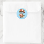 Sticker Rond Cochon de parachutisme (Sac)