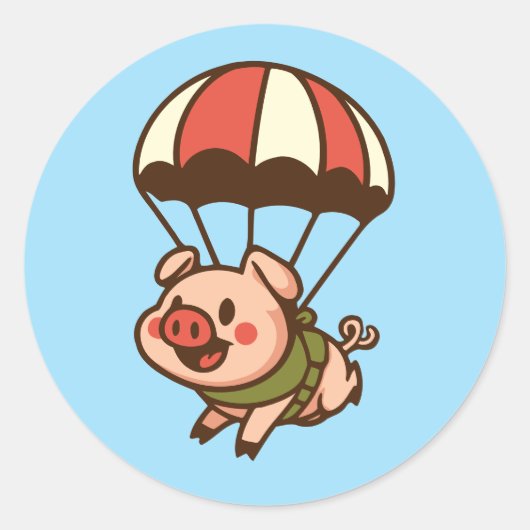 Sticker Rond Cochon de parachutisme (Devant)