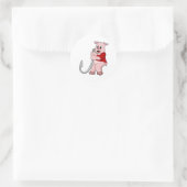 Sticker Rond Cochon de pêche avec hameçon de poisson (Sac)