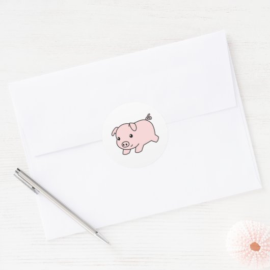 Sticker Rond Cochon De Piglet Coupé (Enveloppe)