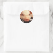 Sticker Rond Cochon de porc adorable face Snout (Sac)