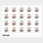Sticker Rond Cochon d'Inde aux Fraises (Feuille)