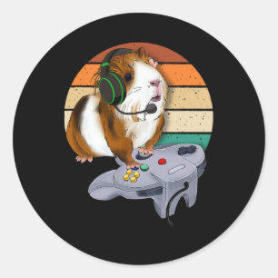 Sticker Rond Cochon d'Inde Jeu Vidéo Faune Animal Cadeau Cobaye