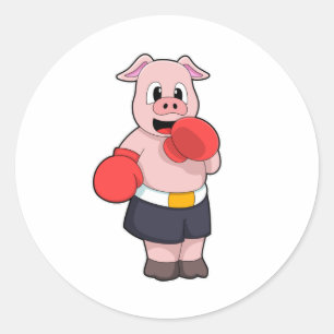 Sticker Rond Cochon en boîte à la boîte