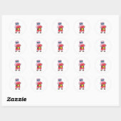 Sticker Rond Cochon en boîte avec gants de boxe (Feuille)