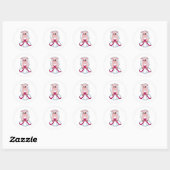 Sticker Rond Cochon en mariée avec robe Mariage (Feuille)