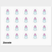 Sticker Rond Cochon en mariée avec Voile (Feuille)