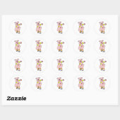 Sticker Rond Cochon en patinage avec patins en ligne (Feuille)