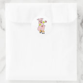 Sticker Rond Cochon en patinage avec patins en ligne (Sac)