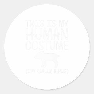 Sticker Rond Cochon Facile Halloween Costume humain Boar Pork S