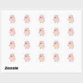 Sticker Rond Cochon gras mignon (Feuille)