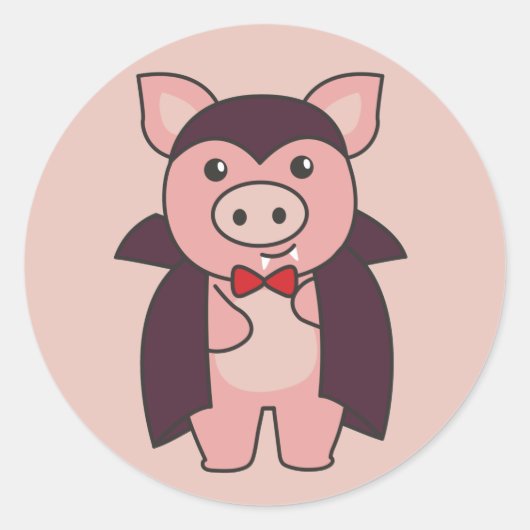 Sticker Rond Cochon Halloween Cute Devil Vampire costume classi (Devant)