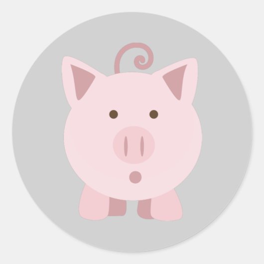 Sticker Rond Cochon mignon surpris (Devant)