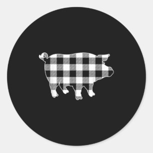 Sticker Rond Cochon noir & amp; blanc Buffalo plaqué Joyeux Chr