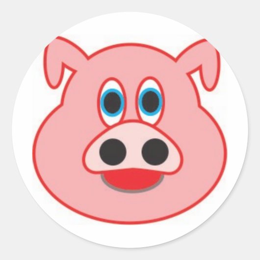 Sticker Rond Cochon petit dessin d'illustration didactique (Devant)