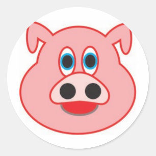 Sticker Rond Cochon petit dessin d'illustration didactique
