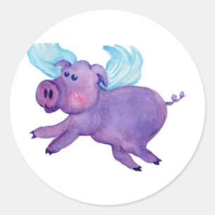Sticker Rond Cochon pourpre