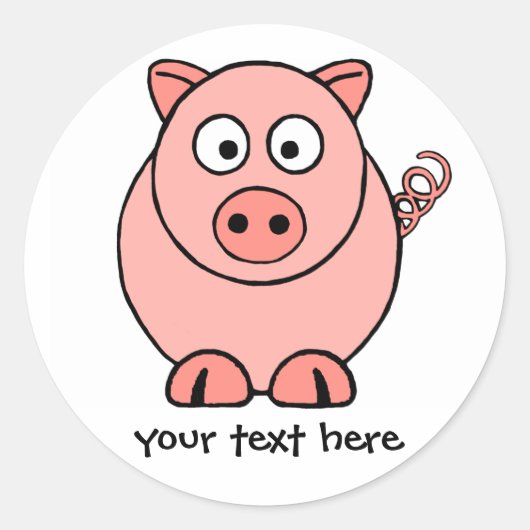Sticker Rond Cochon rose (Devant)