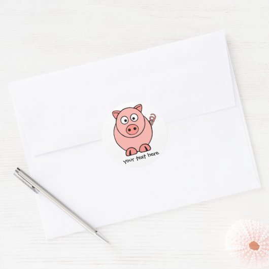 Sticker Rond Cochon rose (Enveloppe)