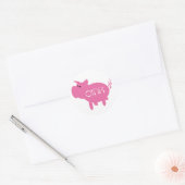 Sticker Rond Cochon rose (Enveloppe)