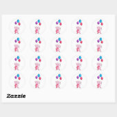 Sticker Rond Cochon rose géant avec ballons (Feuille)