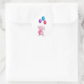 Sticker Rond Cochon rose géant avec ballons (Sac)
