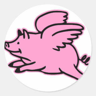 Sticker Rond Cochon rose volant très mignon